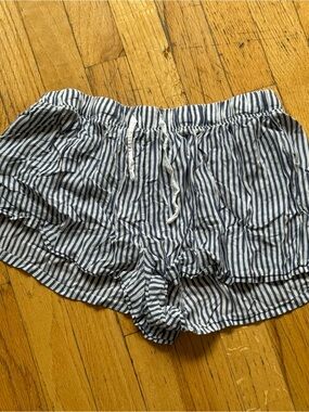 Splendid Navy and White Striped Drawstring Lounge Shorts